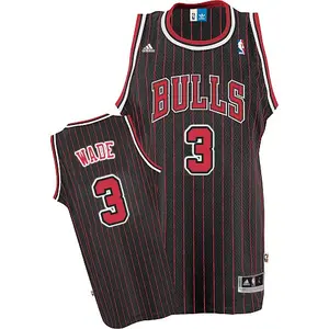 Adidas Chicago Bulls Authentic Black/Red Dwyane Wade Strip Throwback Jersey - Men's