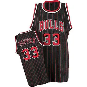 Chicago Bulls Authentic Black/Red Scottie Pippen Strip Throwback Jersey - Men's