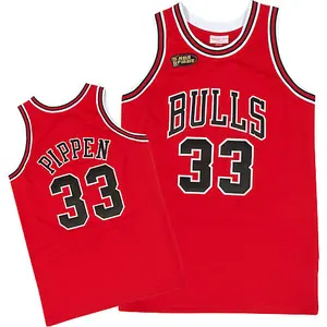 Chicago Bulls Authentic Red Scottie Pippen Throwback Jersey - Men's