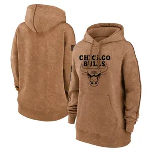 Chicago Bulls Brown 2023 Salute to Service Pullover Hoodie - Women's