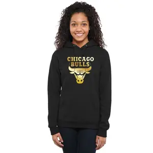 Chicago Bulls Gold Collection Ladies Pullover Hoodie - Black - Women's