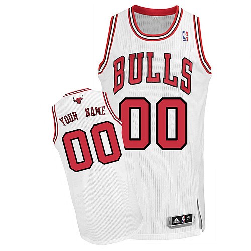 Adidas Chicago Bulls Authentic White Custom ized Home Jersey - Men's