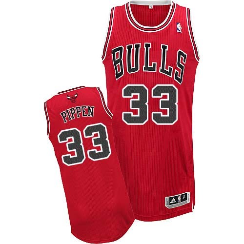 Adidas Chicago Bulls Authentic Red Scottie Pippen Road Jersey - Men's